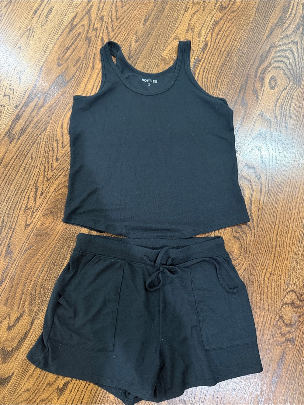 Softies Women's Black Tank & Short Pajama Set